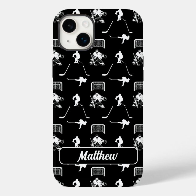 Black and White Hockey Modern Seamless Pattern Case-Mate iPhone Case (Back)