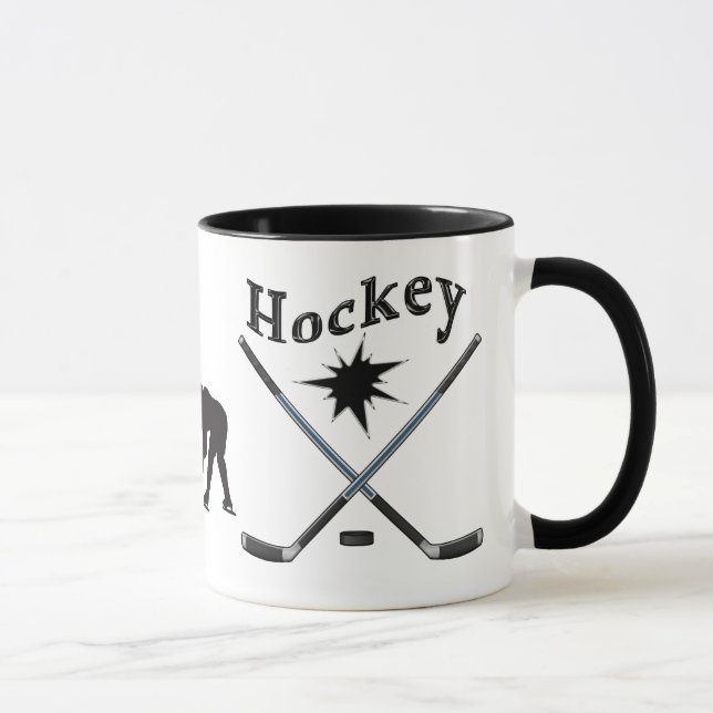 Black and White Hockey Mugs No Minimum or in BULK (Right)