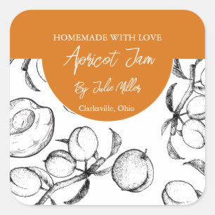 Black and White Homemade Apricot Jam Label