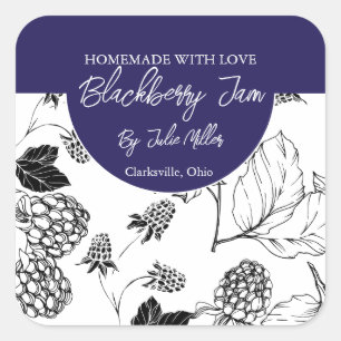 Black and White Homemade Blackberry Jam Label