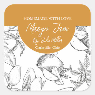 Black and White Homemade Mango Jam Label