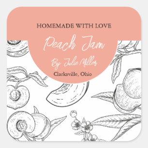 Black and White Homemade Peach Jam Label