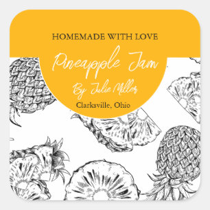 Black and White Homemade Pineapple Jam Label