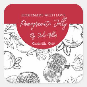 Black and White Homemade Pomegranate Jelly Label