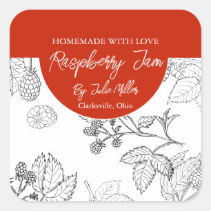 Black and White Homemade Raspberry Jam Label