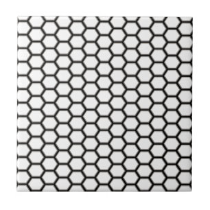 Black and White Honeycomb Diamond Pattern Ceramic Tile