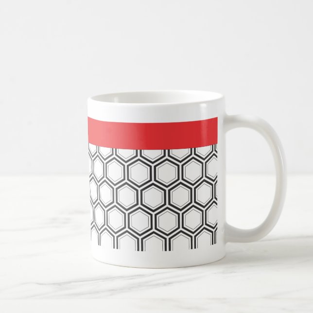 Black And White Honeycomb Pattern Custom Mug (Right)