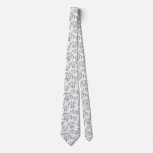 Black and White Honu Sea Turtles Hibiscus Flowers Tie