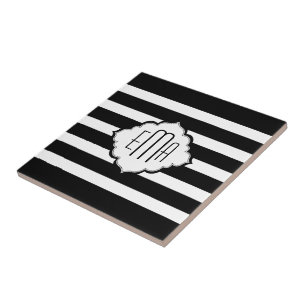 Black And White Horizontal Stripes Pattern Tile