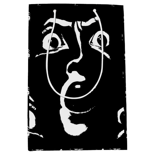black and white horror face medium gift bag (Front)