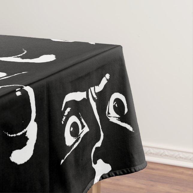 black and white horror face tablecloth (In Situ)
