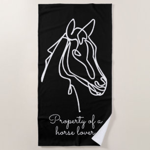 Black and white horse drawing beach towel gift