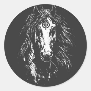 Black and White Horse Head – Elegant Equestrian De Classic Round Sticker