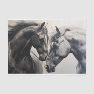 Black and White Horses Vintage Decoupage Tissue Paper