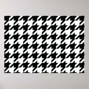 Black and White Houdstooth Pattern Poster