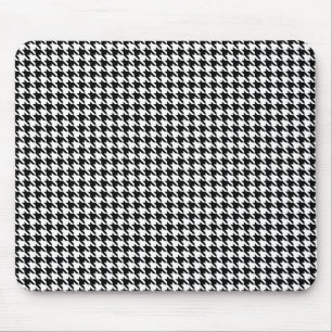 Black and White Hounds Tooth Mousepad