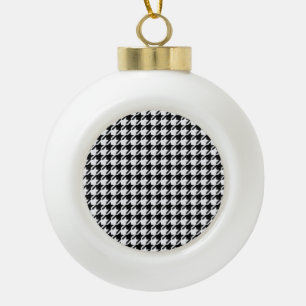 Black and White Houndstooth by Shirley Taylor Ceramic Ball Christmas Ornament