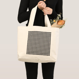 Black and White Houndstooth by Shirley Taylor Large Tote Bag