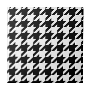 Black and White Houndstooth Ceramic Tile