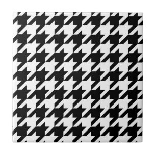 Black and White Houndstooth Check Ceramic Tile
