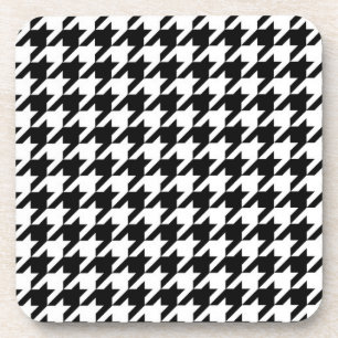 Black and White Houndstooth Check Coaster