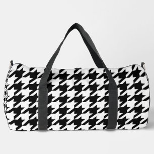 Black and White Houndstooth Check Duffle Bag