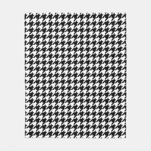 Black and White Houndstooth Check Fleece Blanket