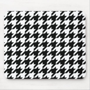 Black and White Houndstooth Check Mouse Pad