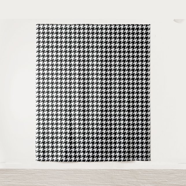 Black and White Houndstooth Check Tapestry (Front)