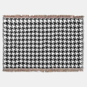 Black and White Houndstooth Check Throw Blanket
