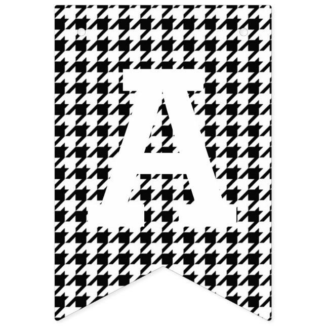 Black and White Houndstooth Happy Birthday Bunting (Third Flag)