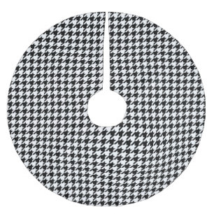 Black and White Houndstooth Holiday Brushed Polyester Tree Skirt