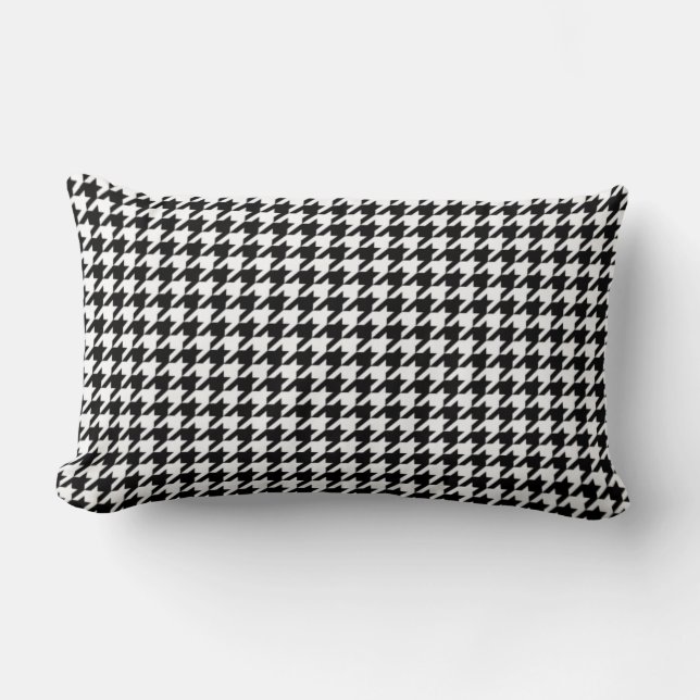 Black and White Houndstooth Lumbar Cushion (Front)