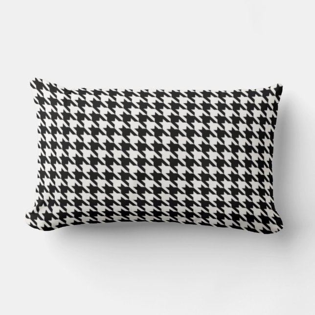 Black and White Houndstooth Lumbar Cushion (Front)