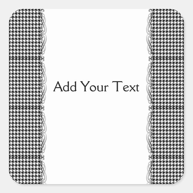 Black and White Houndstooth Manage this category Square Sticker (Front)
