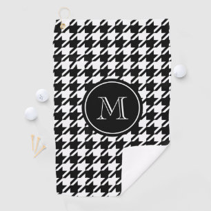 Black and White Houndstooth Monogram Golf Towel