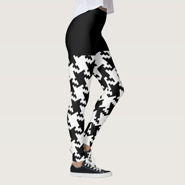 Black and White Houndstooth Motif Decor on Leggings (Right)