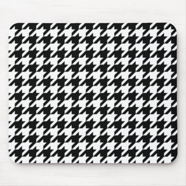Black and White Houndstooth Mouse Pad (Front)