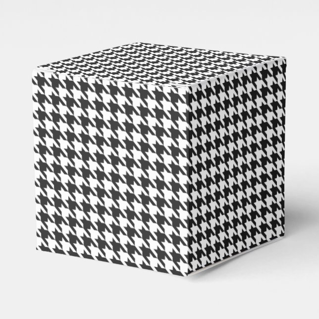 Black and White Houndstooth Pattern Favour Box (Front Side)