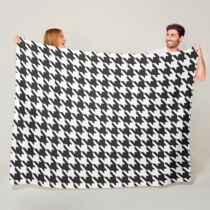 Black and White Houndstooth Pattern Fleece Blanket