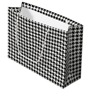 Black and White Houndstooth Pattern Large Gift Bag
