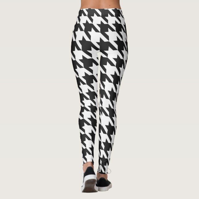 Black and White Houndstooth Pattern Leggings (Back)