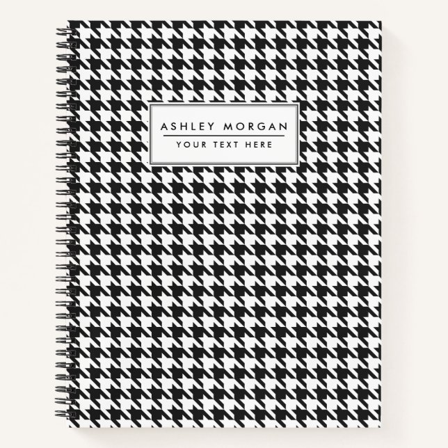 Black and White Houndstooth Pattern Notebook (Front)