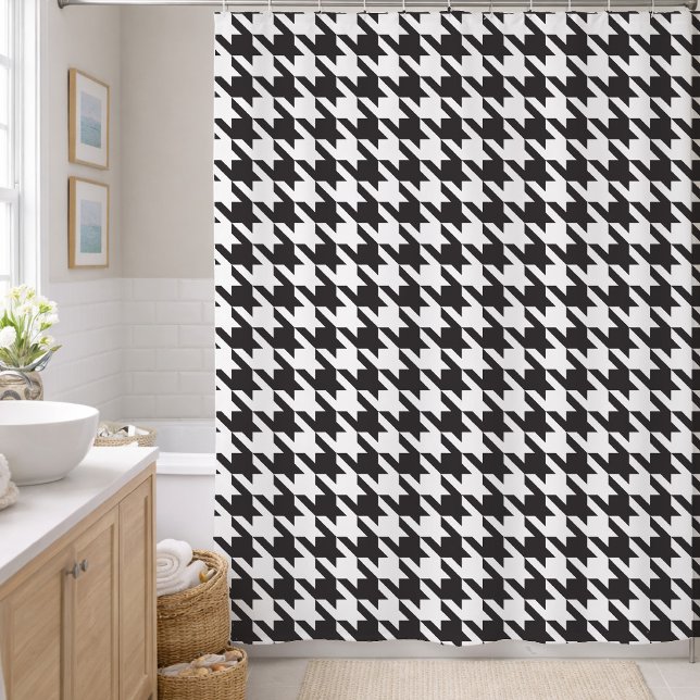 Black and White Houndstooth Pattern Shower Curtain (Creator Uploaded)