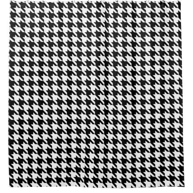 Black and White Houndstooth Pattern Shower Curtain (Front)