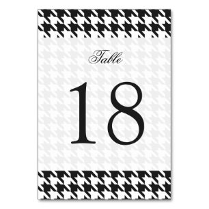 Black and White Houndstooth Pattern Table Number
