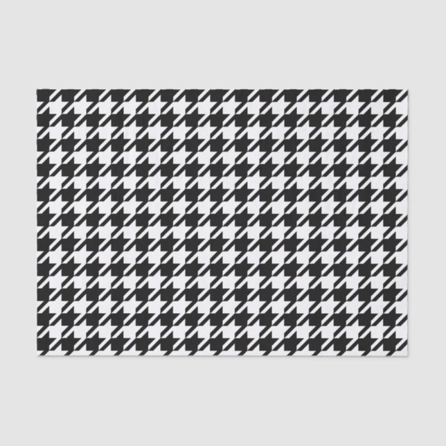 Black and White Houndstooth Pattern Tissue Paper (Front)
