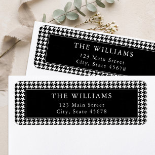 Black and White Houndstooth Return Address Label