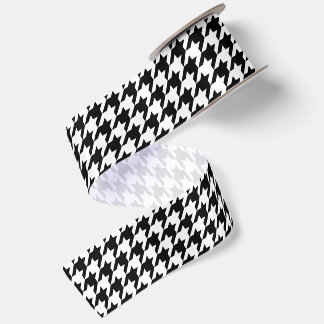 Black and White Houndstooth Satin Ribbon