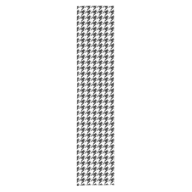 Black and White Houndstooth Table Runner (Front)